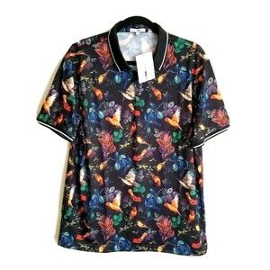 Fashion Nova Men Birds Floral Black Multi Color Very Soft Stretch size large NWT